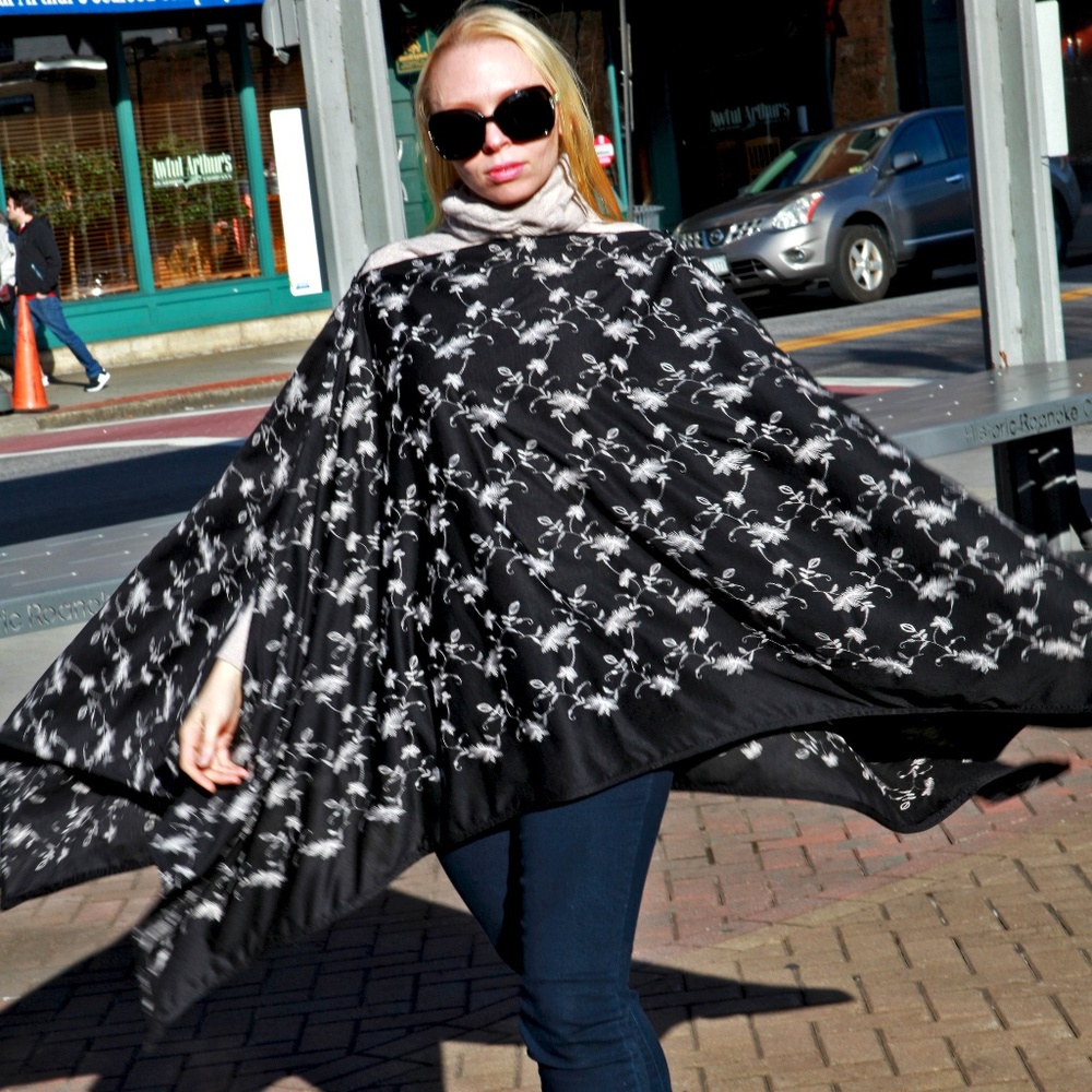 Exclusive, versatile, embroidered, shawl, wrap!